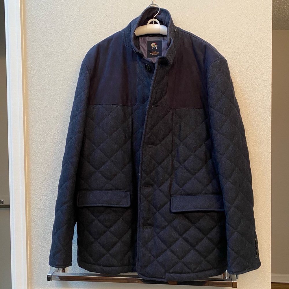Hart Schaffner Marx Stollworth Navy Blue Quilted Jacket - Size L